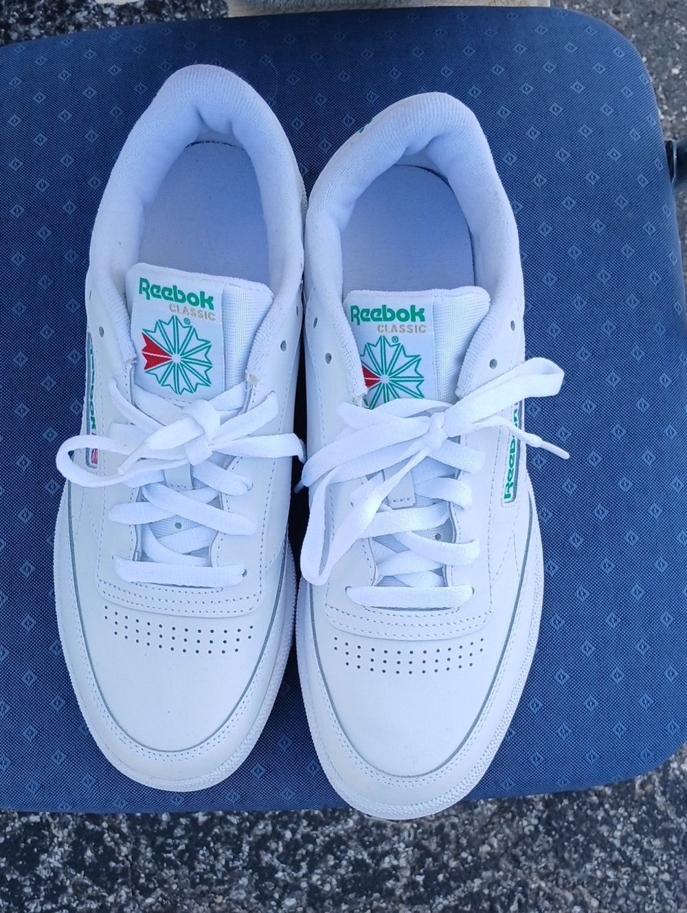 Reebok  White Sneakers with Green Logo Accents